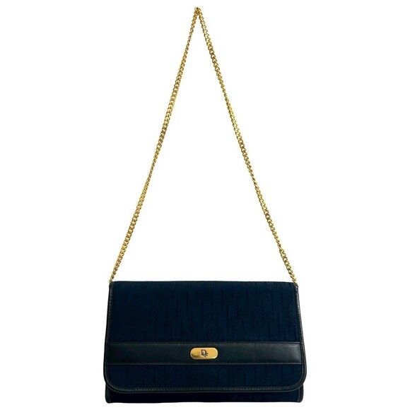 CHRISTIAN DIOR Blue Leather Trotter Shoulder Bag